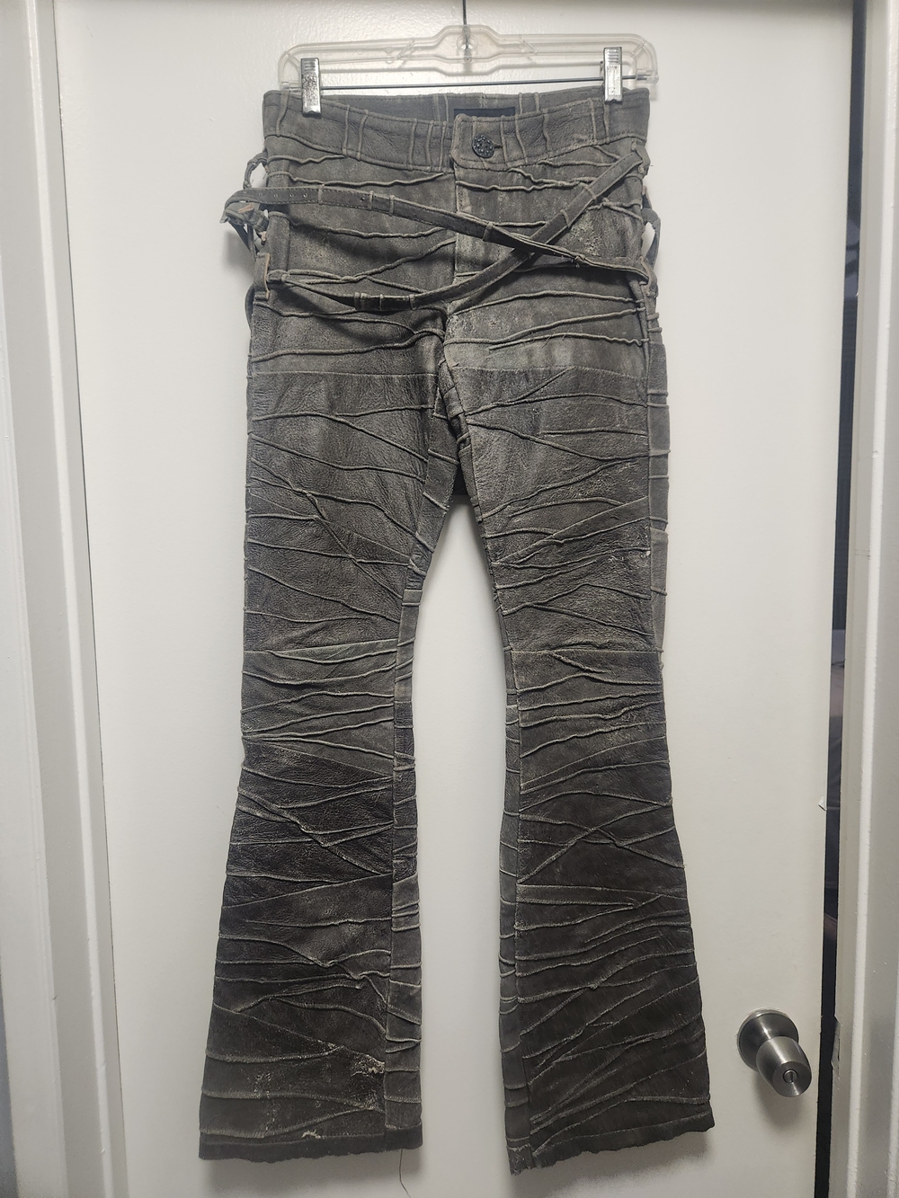 Bao Tranchi Couture Gray ACID WASHED Leather Pants